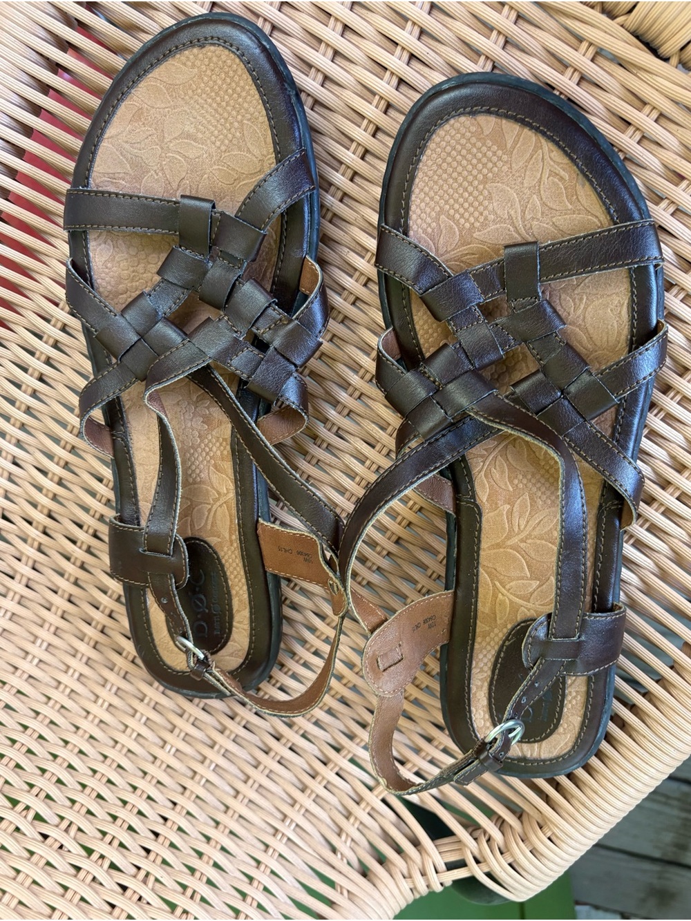 b.o.c. Brown Woven Leather Slingback Sandals